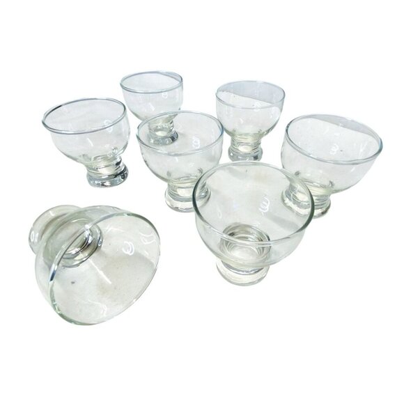 Clear Glass Dessert Cups 7PC Footed Sherbet Ice Cream Appetizer Serving Bowls - Picture 5 of 8